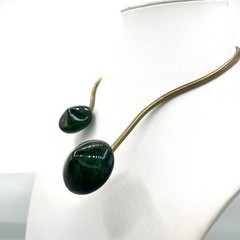 Vtg Modernist Brass & Ceramic Asymmetrical Necklace OOAK Wearable Art Statement