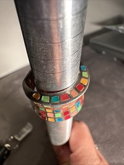 Vtg ZUNI ATI Sterling 925 Wide Band Pastel Mosaic Inlay Statement Ring Sz 7.5