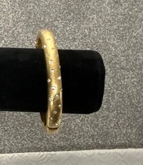 Vintage Swarovski Swan Gold Tone Signed Crystal Pave Hinged Bangle Bracelet
