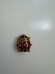 Vintage UnoAErre Italy 14K Gold Orange Enamel Ladybug Brooch Pin Signed 2cm 3g