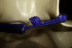 #152A NECKLACE WRAP AROUND NECK BLUE WHITE GREEN RED YELLOW MICRO SEED BEADS