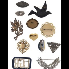 Vintage & Antique Deco Brooch Variety Craft Lot Pot Metal Celluloid Rhinestone