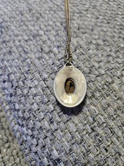 Vintage Emerald Pendant with Pearl Accents On Decorative Gold Tone