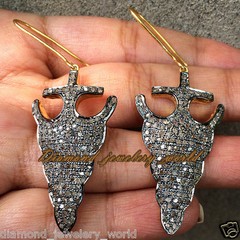 2.46ct Genuine Old Mine Rose Cut Diamond Silver Estate Arrowhead Earring Jewelry