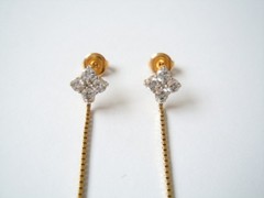 Earrings Studs Jewelry Stones Clear Long Square Gold Tone 4.7 g/Length 6.2 cm