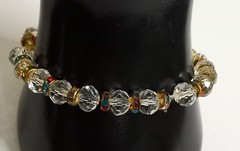 Vintage Full AB Aurora Borealis Crystal Stretch Bracelet Symmetrical Light Dark