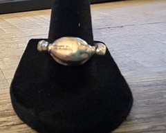 Vintage Silver Tone Scarab Ring Adjustable Open Cuff Boho Artisan