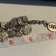 Vtg Mid Century Modernist Brutalist Pewter Panel Bracelet Funky Abstract Bold