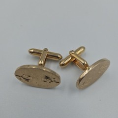 VTG Swank Mens Cufflinks Brushed Gold Tone W/ Etched Filigree Bullet Back