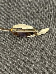 Leaf Feather Brooch 2.25 In Shell Pearl Accent Gold Elegant Vintage Retro Glam