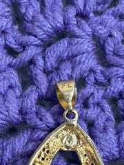 Vintage Goldtone Triangle Pendant Signed FL 1.5 inches