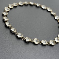 Rivière Clear Czech Glass Necklace Brass Choker Art Deco 14.5” Faceted Open Back