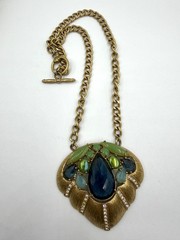 Carol Lee Lux Art Deco Statement Necklace 1950’s 60’s Rhinestones Bold Necklace