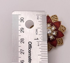 Poinsettia Christmas Red Enamel Rhinestone Goldtone Clip-on Fashion Earrings