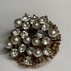 Vtg Francois Coro Rhinestone Pearl Tree Demi Parure Brooch Screw Back Earrings