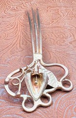 Vintage Solid Brass Hair Comb/Pins~Calla Lily Flower w Vines & Leaf ~Art Nouveau