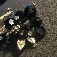 Vintage Vendome Gold-Tone Jet Rhinestone Screw Back Earrings