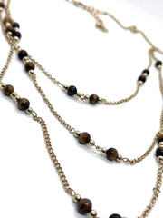 Vintage Goldtone Triple Chain Tiger’s Eye Beaded 24″ Necklace