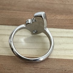 Vintage Southwestern Style Heart Ring Size 5 Turquoise Coral Inlay Silver Tone