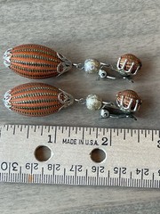 Lot Of 2-Vintage Dangle Drop Orange Clip on Earrings Stamped Japan