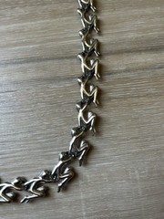 Vintage Person Link Chain Silver Necklace Modern Statement Unique- 24 Inch