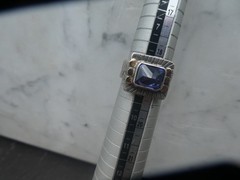 Vintage Studio Ring Brutalist Sterling Silver 925 Sapphire Modernist