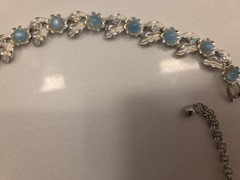 Vintage Judy Lee Necklace, Bracelet, Clip Earrings. Silver & Blue