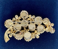 VTG Signed WEISS Pink Purple AB Rhinestone GrapeCluster Enamel Floral Brooch MCM