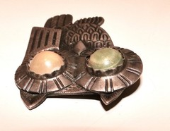Vintage Sterling Silver LARGE Early Mexican OWL BROOCH Pin Pre 1948