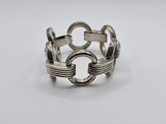 Vtg Sterling Silver 925 Taxco Mexico Modernist Circle Link Bracelet 6.75″ 30g