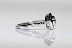 Art Deco Style Round Lab Created Diamond & Sapphire Halo 14K White Gold FN Ring