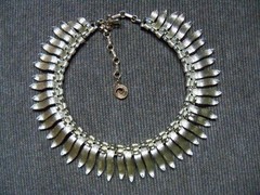 Lisner Vintage Jewelry Light Gold Tone Metal Panel Necklace & Unrelated Earrings