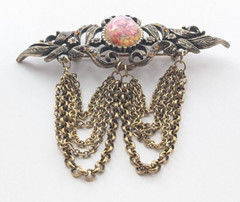VTG Hobe Jewelry Faux Opal Rhinestone Gold Tone Tassel Brooch – Missing Stones