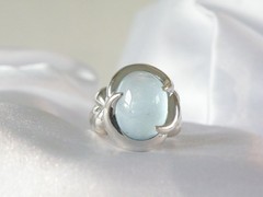 Chunky Sterling Silver 925 Natural Heated Blue Topaz Cabochon Unique Ring Size 7