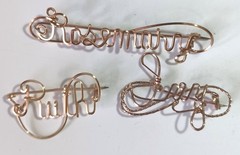 Lot of 3 Vintage Gold-tone Wire Wrap Script Name Pins: Rosemary, Ruth, Ivy