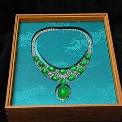 Green Emerald Cabochon Necklace Diamond Set Luxury Fine Jewelry For Elegant Form