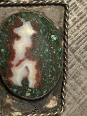 Navajo Sterling Silver Turquoise, Composite Agate, Bolo Tie Old Pawn