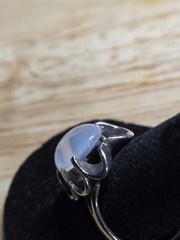 Vintage Sterling Silver Opalite Ring Scalloped Setting Size 7.5 5.29g