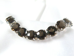Sterling Silver 925 Natural 8mm Smoky Quartz Large Gemstone Tennis Bracelet 7.5″