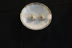 PBD Peter Brams Design Triangle Shape 14kt Yellow Gold and Sterling Earrings 1″L
