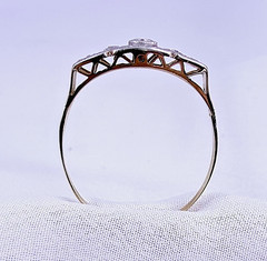 Antique 18ct Gold Art Deco Diamond Filigree Band Ring 0.06ct Natural Size 8.25