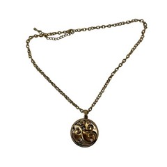 Gold Tone Necklace Swirl and Glass Stone Design Vintage Pendant
