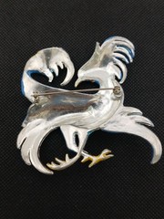 RARE 1940s Huge Blue Enamel Clear Stones Exotic BIRD Pot metal Brooch