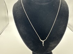 3.00g Vintage Sterling Silver 925 Angel Wing Purple Necklace 16 in M