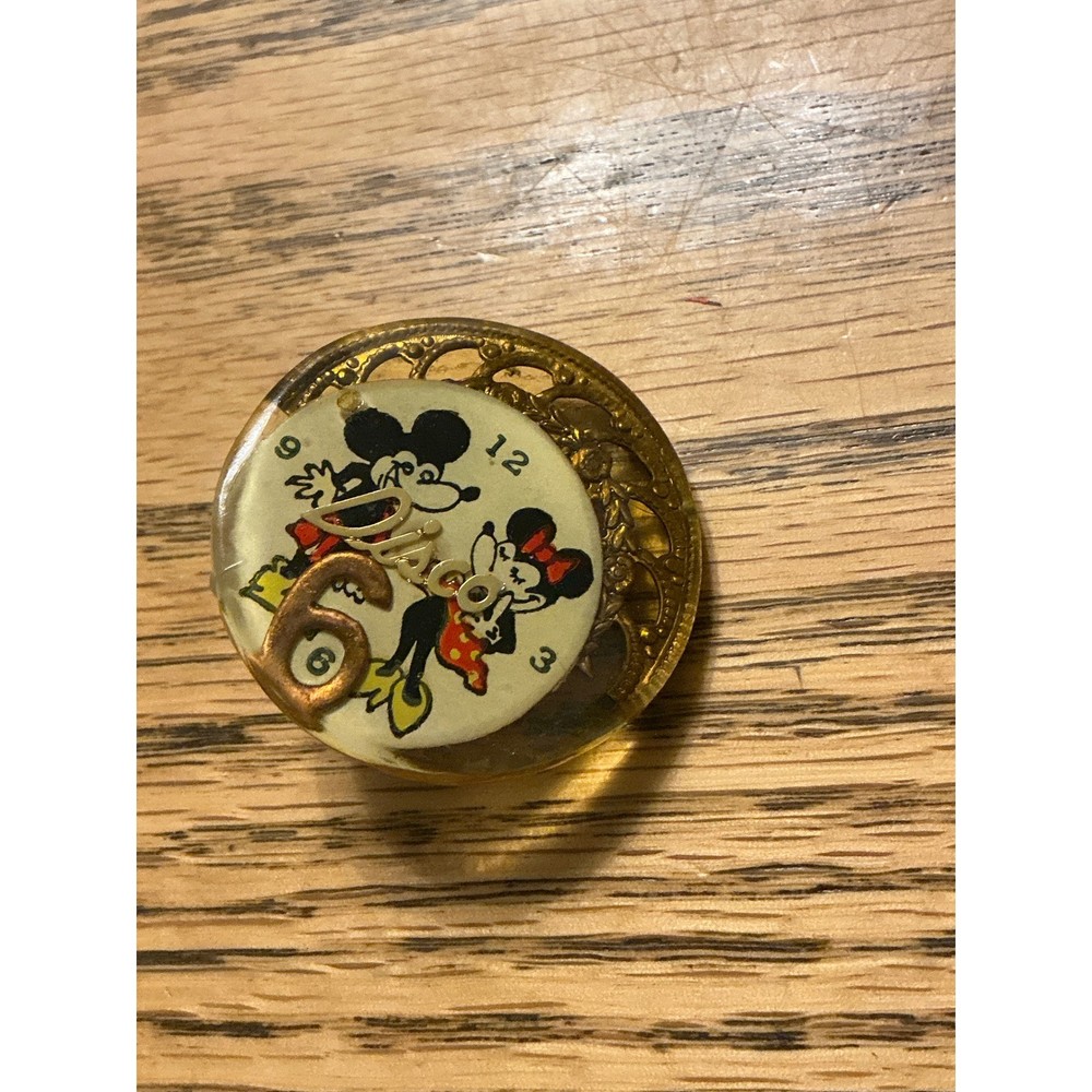 Vintage Maximal Art John Wind Disney Mickey Minnie Mouse Disco Pin Brooch Gold