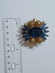 D&E Juliana DeLizza and Elster blue rhinestone filigree ball brooch. 
