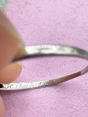 Belais Antique Art Deco 18k White Gold and Diamond Wedding Band Inscribed Sz 8