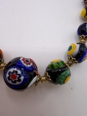Murano Millefiori Bead Necklace Knotted Graduated Venetian Glass 25 In Vtg Italy