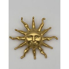Sun Smile Face Brooch Gold Tone One Size Fits All 3″