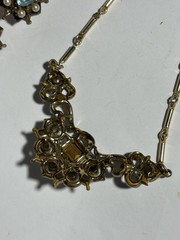 Woman’s Vintage Coro Rhinestone Necklace And Earrings Measuring 17 Inches Ear 1